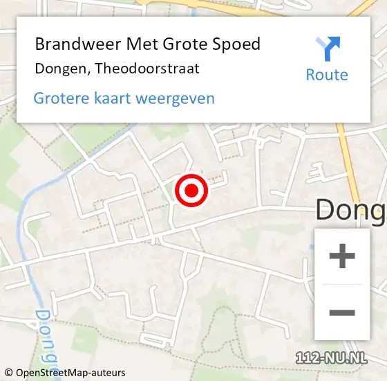 Locatie op kaart van de 112 melding: Brandweer Met Grote Spoed Naar Dongen, Theodoorstraat op 8 oktober 2013 06:25