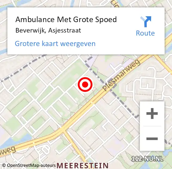 Locatie op kaart van de 112 melding: Ambulance Met Grote Spoed Naar Beverwijk, Asjesstraat op 29 maart 2022 05:57