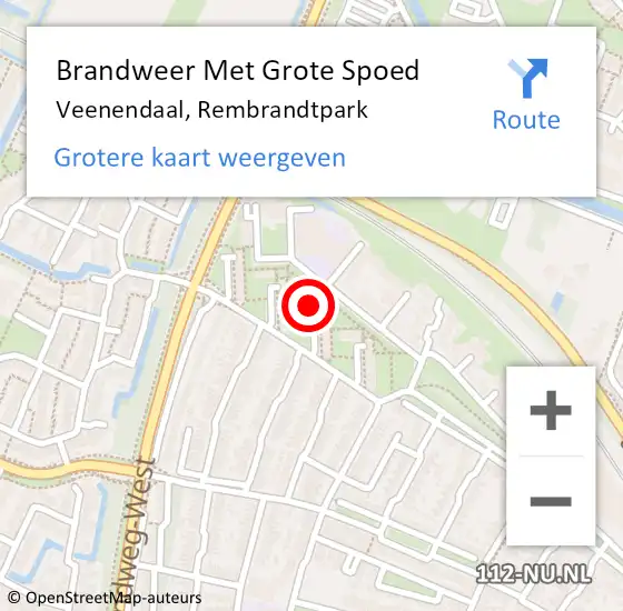 Locatie op kaart van de 112 melding: Brandweer Met Grote Spoed Naar Veenendaal, Rembrandtpark op 29 maart 2022 05:59