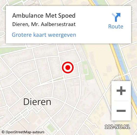 Locatie op kaart van de 112 melding: Ambulance Met Spoed Naar Dieren, Mr. Aalbersestraat op 29 maart 2022 06:22