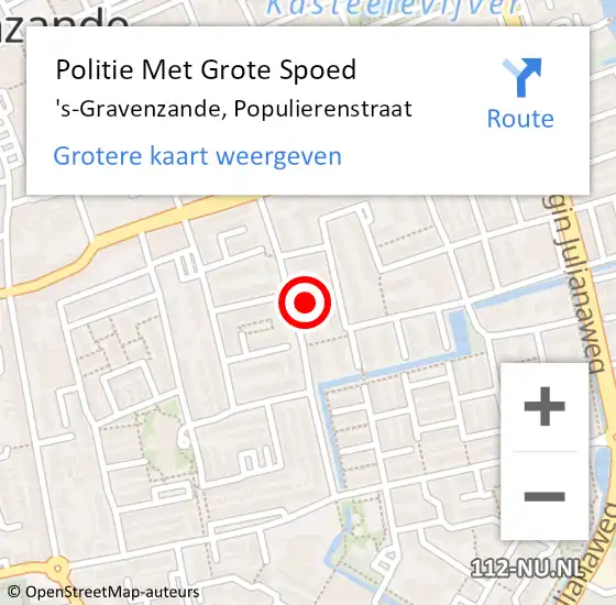 Locatie op kaart van de 112 melding: Politie Met Grote Spoed Naar 's-Gravenzande, Populierenstraat op 29 maart 2022 06:29