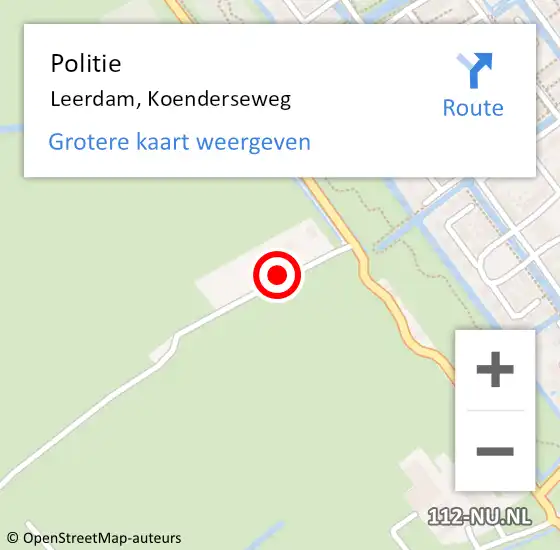 Locatie op kaart van de 112 melding: Politie Leerdam, Koenderseweg op 29 maart 2022 06:39