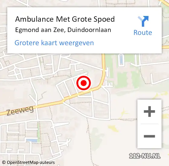 Locatie op kaart van de 112 melding: Ambulance Met Grote Spoed Naar Egmond aan Zee, Duindoornlaan op 29 maart 2022 06:46