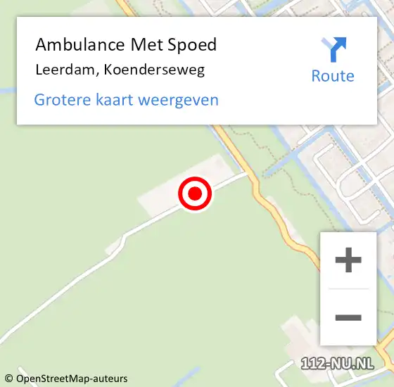 Locatie op kaart van de 112 melding: Ambulance Met Spoed Naar Leerdam, Koenderseweg op 29 maart 2022 06:50