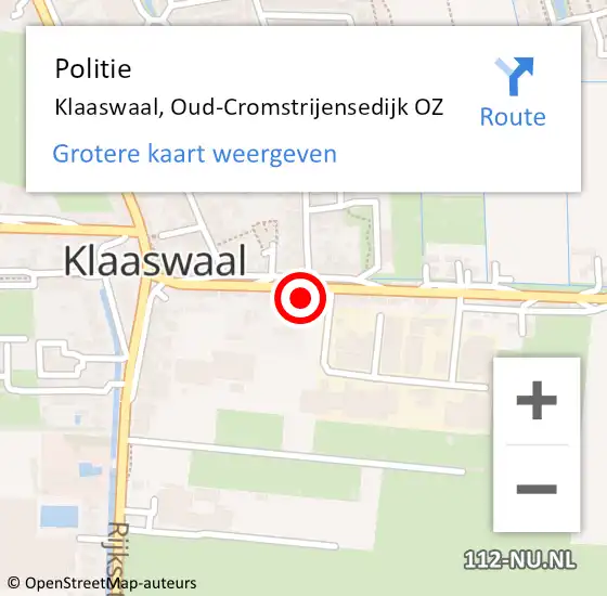 Locatie op kaart van de 112 melding: Politie Klaaswaal, Oud-Cromstrijensedijk OZ op 29 maart 2022 07:04