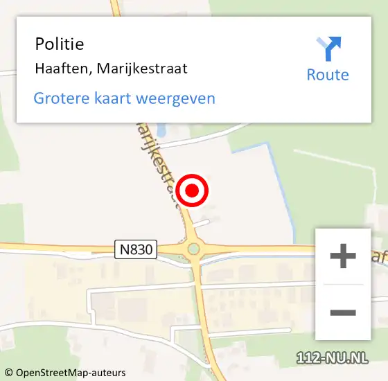 Locatie op kaart van de 112 melding: Politie Haaften, Marijkestraat op 29 maart 2022 07:17