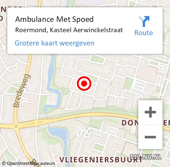 Locatie op kaart van de 112 melding: Ambulance Met Spoed Naar Roermond, Kasteel Aerwinckelstraat op 29 maart 2022 07:20