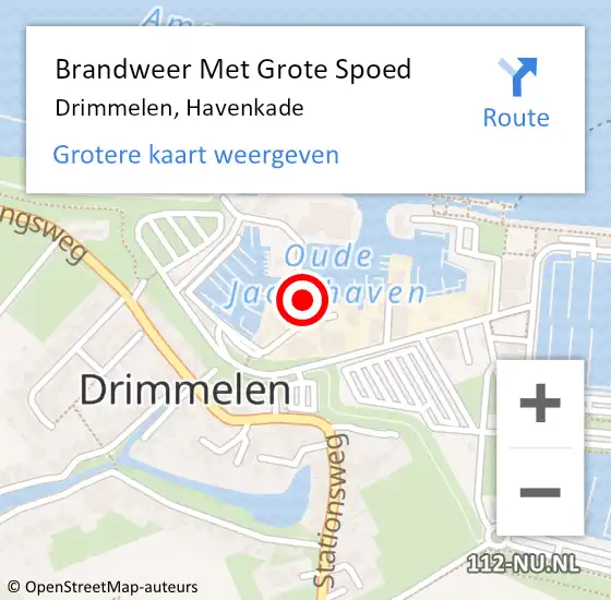 Locatie op kaart van de 112 melding: Brandweer Met Grote Spoed Naar Drimmelen, Havenkade op 29 maart 2022 07:30