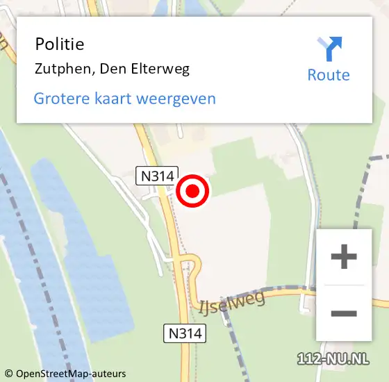 Locatie op kaart van de 112 melding: Politie Zutphen, Den Elterweg op 29 maart 2022 07:57