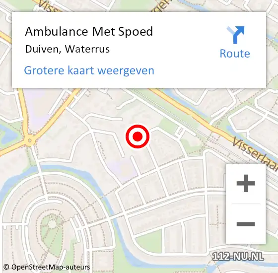 Locatie op kaart van de 112 melding: Ambulance Met Spoed Naar Duiven, Waterrus op 29 maart 2022 08:23