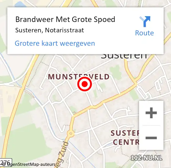 Locatie op kaart van de 112 melding: Brandweer Met Grote Spoed Naar Susteren, Notarisstraat op 29 maart 2022 08:26