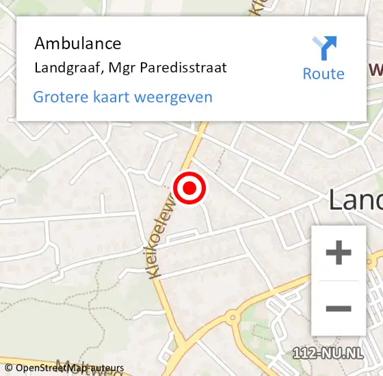 Locatie op kaart van de 112 melding: Ambulance Landgraaf, Mgr Paredisstraat op 12 juli 2014 15:19