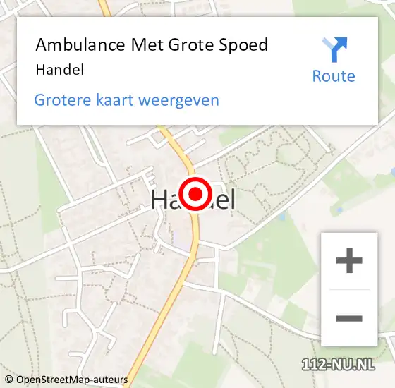 Locatie op kaart van de 112 melding: Ambulance Met Grote Spoed Naar Handel op 29 maart 2022 08:35