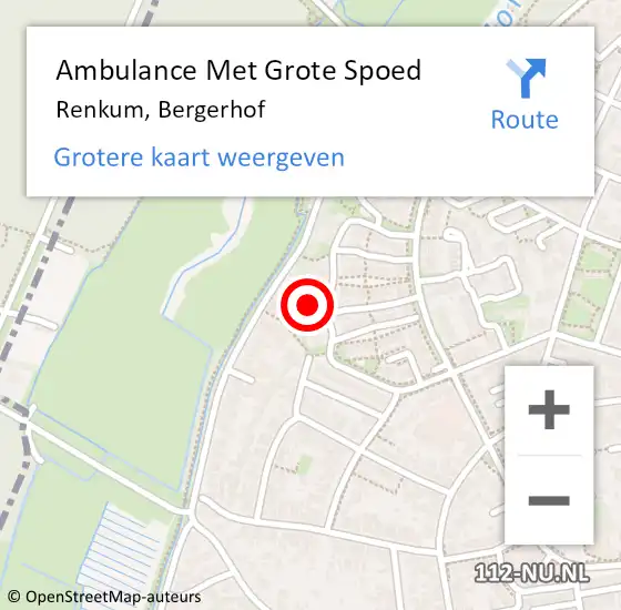 Locatie op kaart van de 112 melding: Ambulance Met Grote Spoed Naar Renkum, Bergerhof op 29 maart 2022 08:36