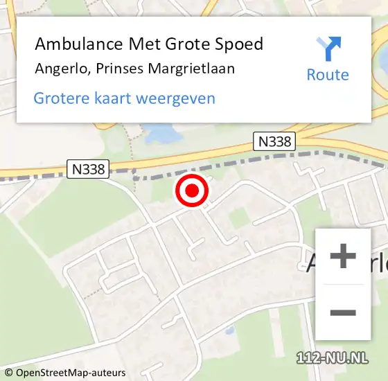 Locatie op kaart van de 112 melding: Ambulance Met Grote Spoed Naar Angerlo, Prinses Margrietlaan op 29 maart 2022 08:44