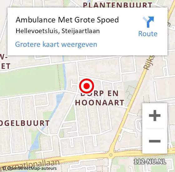 Locatie op kaart van de 112 melding: Ambulance Met Grote Spoed Naar Hellevoetsluis, Steijaartlaan op 29 maart 2022 08:47