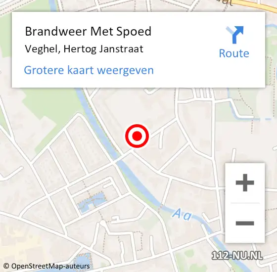 Locatie op kaart van de 112 melding: Brandweer Met Spoed Naar Veghel, Hertog Janstraat op 29 maart 2022 08:52