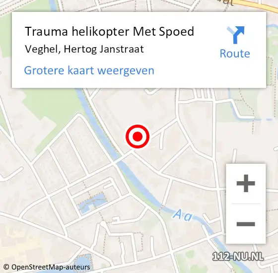 Locatie op kaart van de 112 melding: Trauma helikopter Met Spoed Naar Veghel, Hertog Janstraat op 29 maart 2022 09:16