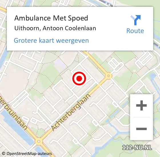 Locatie op kaart van de 112 melding: Ambulance Met Spoed Naar Uithoorn, Antoon Coolenlaan op 29 maart 2022 09:31