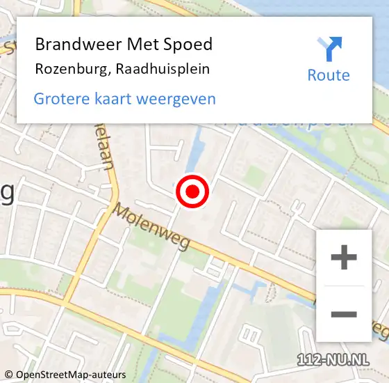 Locatie op kaart van de 112 melding: Brandweer Met Spoed Naar Rozenburg, Raadhuisplein op 29 maart 2022 09:33