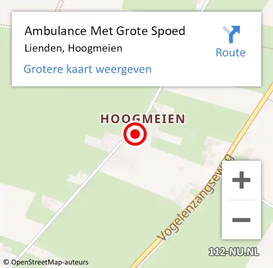 Locatie op kaart van de 112 melding: Ambulance Met Grote Spoed Naar Lienden, Hoogmeien op 29 maart 2022 09:52