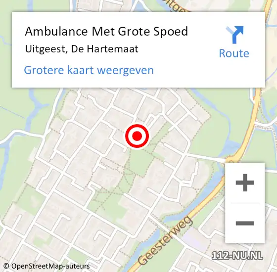 Locatie op kaart van de 112 melding: Ambulance Met Grote Spoed Naar Uitgeest, De Hartemaat op 29 maart 2022 09:53