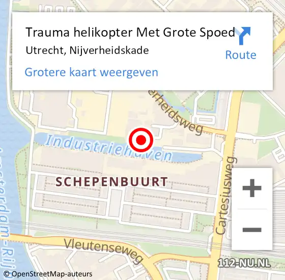 Locatie op kaart van de 112 melding: Trauma helikopter Met Grote Spoed Naar Utrecht, Nijverheidskade op 29 maart 2022 09:58