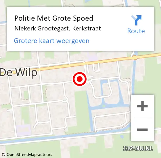 Locatie op kaart van de 112 melding: Politie Met Grote Spoed Naar Niekerk Grootegast, Kerkstraat op 29 maart 2022 10:14
