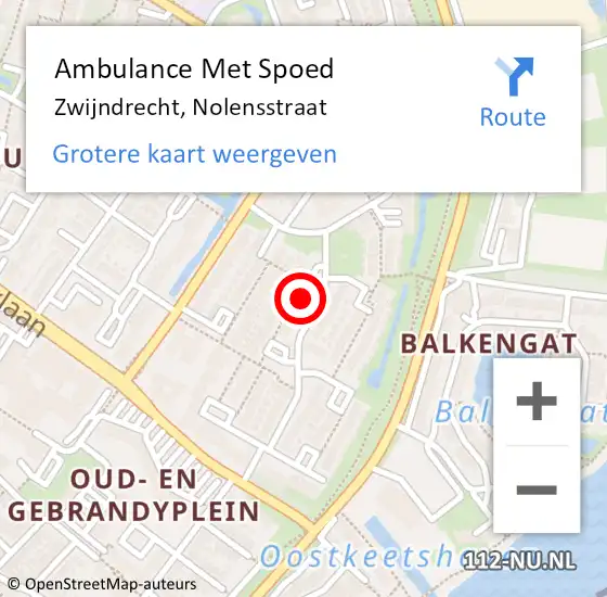 Locatie op kaart van de 112 melding: Ambulance Met Spoed Naar Zwijndrecht, Nolensstraat op 29 maart 2022 10:54