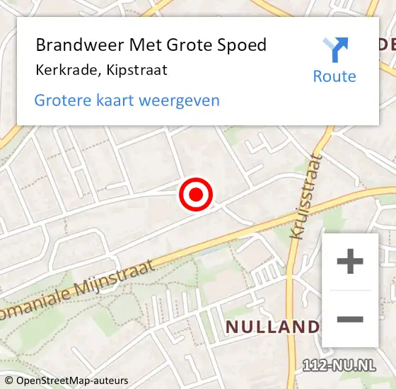 Locatie op kaart van de 112 melding: Brandweer Met Grote Spoed Naar Kerkrade, Kipstraat op 29 maart 2022 10:55