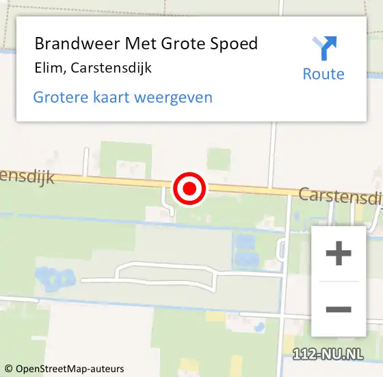 Locatie op kaart van de 112 melding: Brandweer Met Grote Spoed Naar Elim, Carstensdijk op 12 juli 2014 15:39