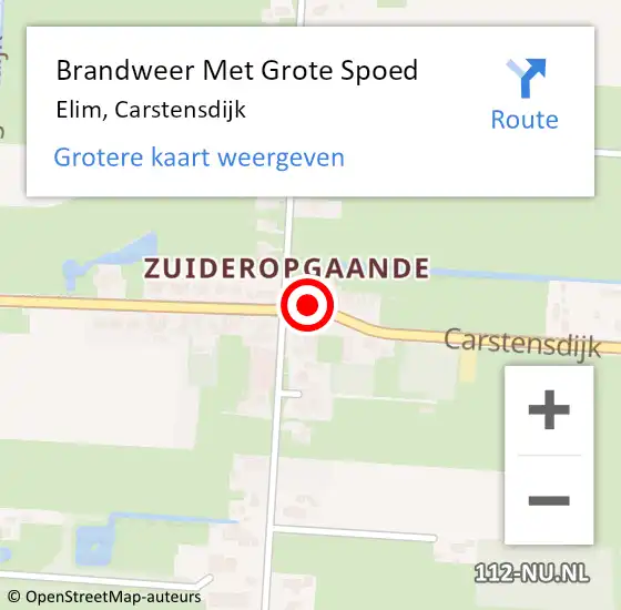 Locatie op kaart van de 112 melding: Brandweer Met Grote Spoed Naar Elim, Carstensdijk op 12 juli 2014 15:41