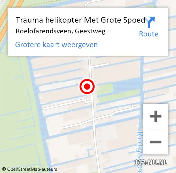 Locatie op kaart van de 112 melding: Trauma helikopter Met Grote Spoed Naar Roelofarendsveen, Geestweg op 29 maart 2022 11:57