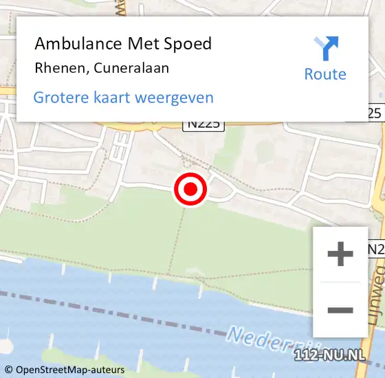 Locatie op kaart van de 112 melding: Ambulance Met Spoed Naar Rhenen, Cuneralaan op 29 maart 2022 12:07