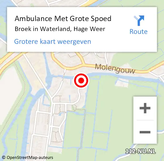 Locatie op kaart van de 112 melding: Ambulance Met Grote Spoed Naar Broek in Waterland, Hage Weer op 29 maart 2022 12:19