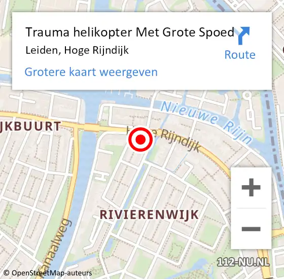 Locatie op kaart van de 112 melding: Trauma helikopter Met Grote Spoed Naar Leiden, Hoge Rijndijk op 29 maart 2022 12:29