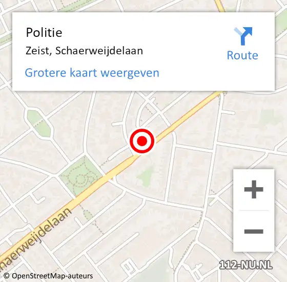 Locatie op kaart van de 112 melding: Politie Zeist, Schaerweijdelaan op 29 maart 2022 12:36