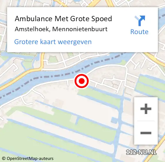 Locatie op kaart van de 112 melding: Ambulance Met Grote Spoed Naar Amstelhoek, Mennonietenbuurt op 29 maart 2022 12:38