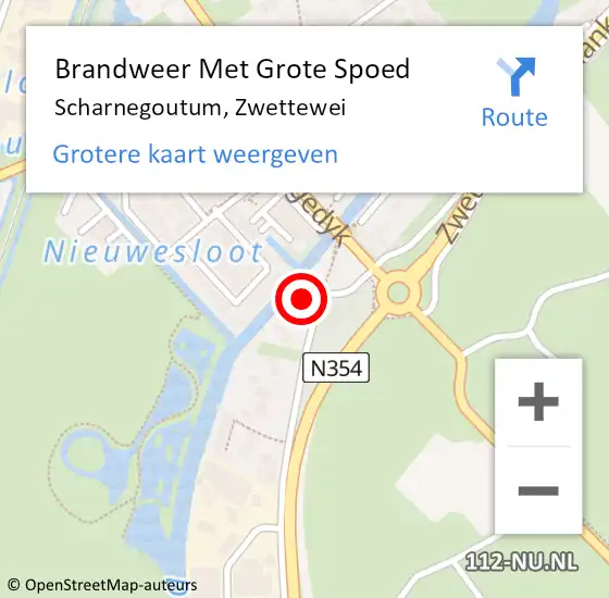 Locatie op kaart van de 112 melding: Brandweer Met Grote Spoed Naar Scharnegoutum, Zwettewei op 29 maart 2022 12:44