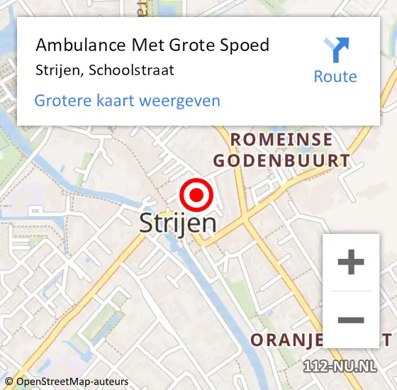 Locatie op kaart van de 112 melding: Ambulance Met Grote Spoed Naar Strijen, Schoolstraat op 29 maart 2022 12:50