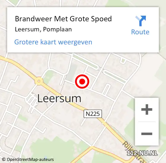 Locatie op kaart van de 112 melding: Brandweer Met Grote Spoed Naar Leersum, Pomplaan op 29 maart 2022 12:55