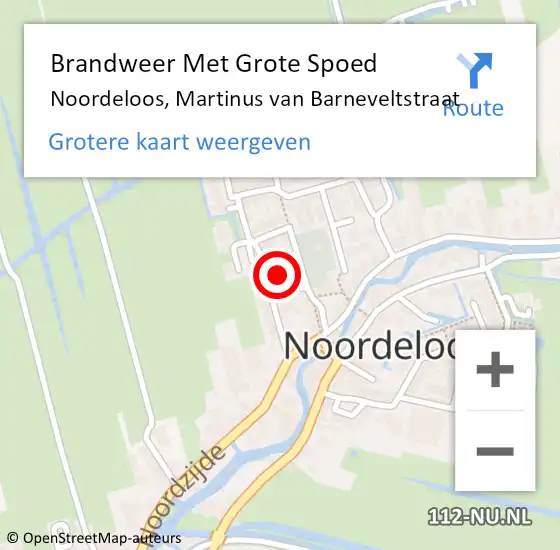 Locatie op kaart van de 112 melding: Brandweer Met Grote Spoed Naar Noordeloos, Martinus van Barneveltstraat op 29 maart 2022 13:00