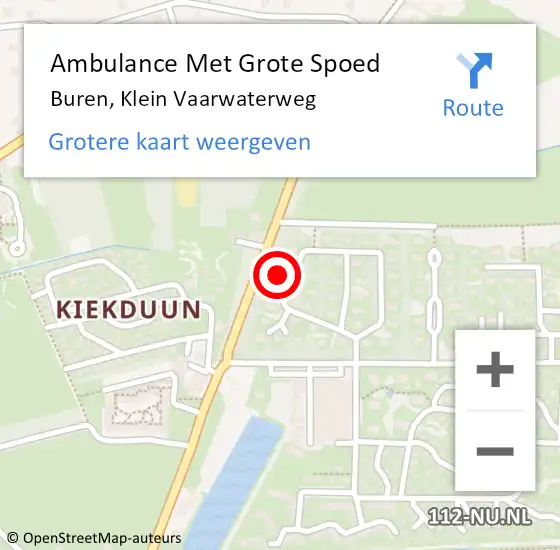 Locatie op kaart van de 112 melding: Ambulance Met Grote Spoed Naar Buren, Klein Vaarwaterweg op 12 juli 2014 15:56