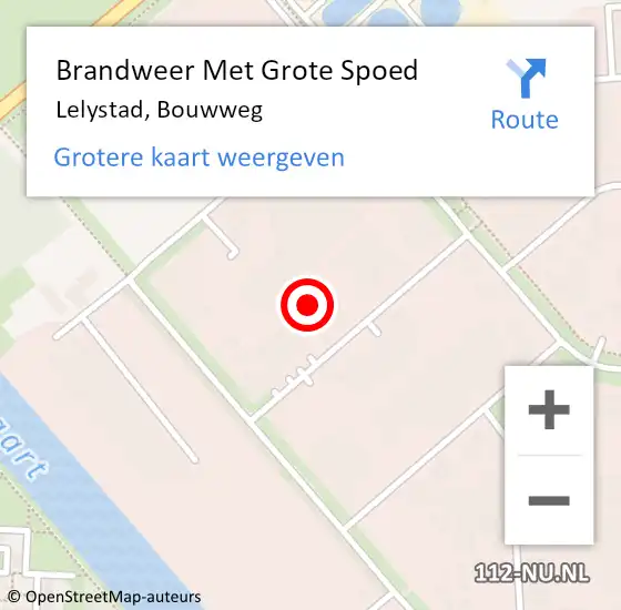 Locatie op kaart van de 112 melding: Brandweer Met Grote Spoed Naar Lelystad, Bouwweg op 29 maart 2022 13:44