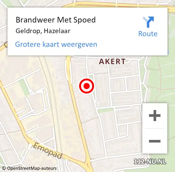 Locatie op kaart van de 112 melding: Brandweer Met Spoed Naar Geldrop, Hazelaar op 29 maart 2022 13:55