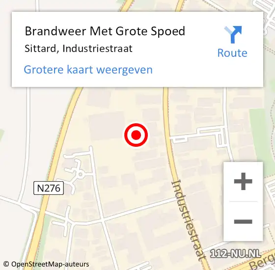 Locatie op kaart van de 112 melding: Brandweer Met Grote Spoed Naar Sittard, Industriestraat op 29 maart 2022 13:58