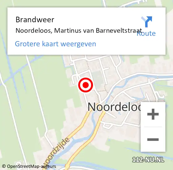 Locatie op kaart van de 112 melding: Brandweer Noordeloos, Martinus van Barneveltstraat op 29 maart 2022 14:03