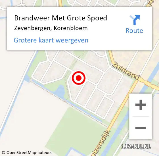 Locatie op kaart van de 112 melding: Brandweer Met Grote Spoed Naar Zevenbergen, Korenbloem op 29 maart 2022 14:18