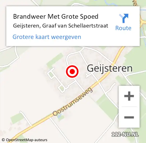 Locatie op kaart van de 112 melding: Brandweer Met Grote Spoed Naar Geijsteren, Graaf van Schellaertstraat op 29 maart 2022 14:22