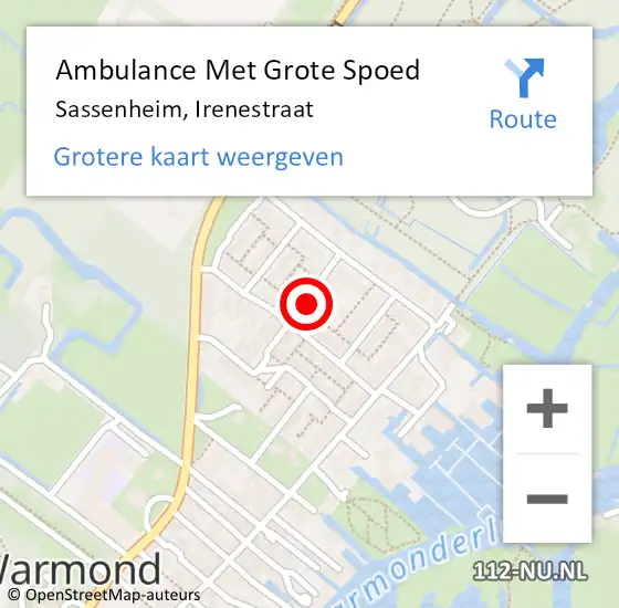 Locatie op kaart van de 112 melding: Ambulance Met Grote Spoed Naar Sassenheim, Irenestraat op 29 maart 2022 14:26